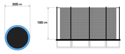 Wewnętrzna siatka ochronna na trampolinę 10 ft 8 słupków 305 cm Wewnętrzna siatka ochronna na trampolinę 10 ft 8 słupków 305 cm
