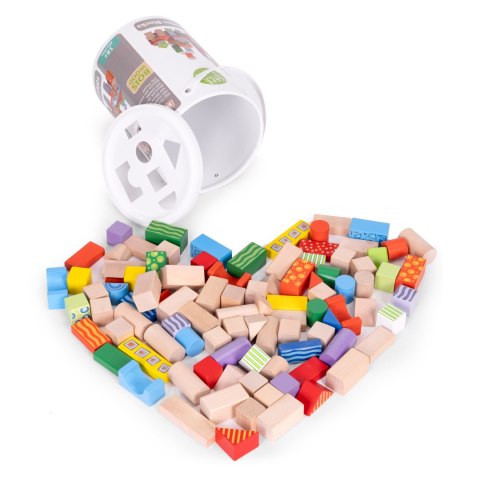 Drewniane klocki dla dzieci 100 szt. sorter wiaderko ECOTOYS Drewniane klocki dla dzieci 100 szt. sorter wiaderko ECOTOYS