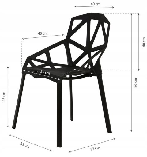 Komplet nowoczesnych krzeseł krzesło do salonu czarne 4 sztuki ModernHome Komplet nowoczesnych krzeseł krzesło do salonu czarne 4 sztuki ModernHome