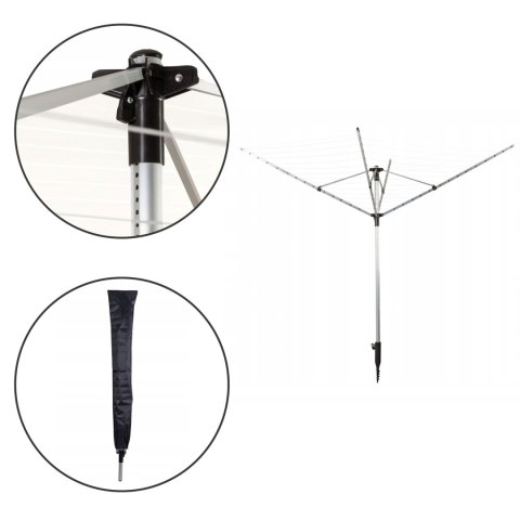 Suszarka ogrodowa na pranie 60 m powierzchni suszenia świder do montażu + pokrowiec gratis ModernHome Suszarka ogrodowa na pranie 60 m powierzchni suszenia świder do montażu + pokrowiec gratis ModernHome