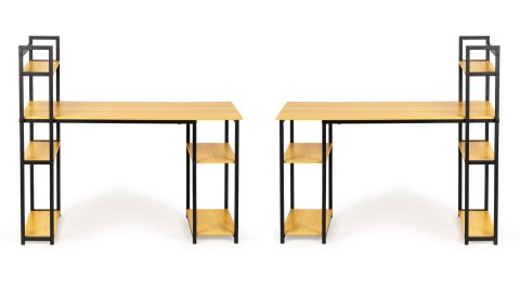 Biurko komputerowe biurowe stół + regał półki loft jasny dąb ModernHome Biurko komputerowe biurowe stół + regał półki loft jasny dąb ModernHome