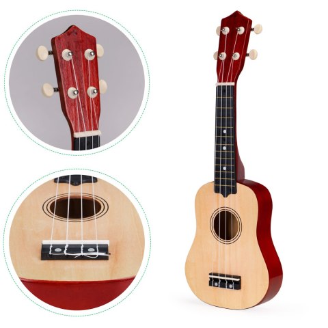 Gitara ukulele dla dzieci drewniana 4 struny nylonowe ECOTOYS Gitara ukulele dla dzieci drewniana 4 struny nylonowe ECOTOYS