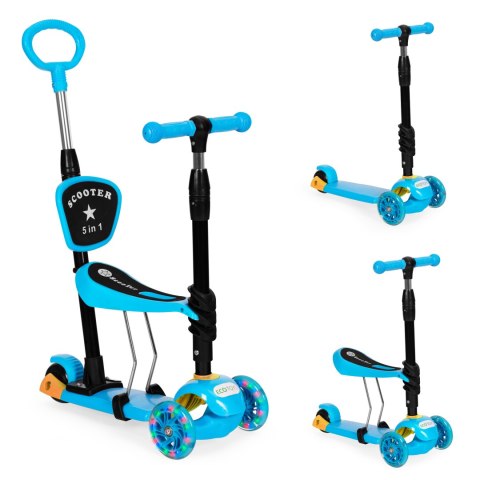 Hulajnoga trójkołowa balansowa led 3w1 świecące kółka - Niebieska ECOTOYS Hulajnoga trójkołowa balansowa led 3w1 świecące kółka - Niebieska ECOTOYS