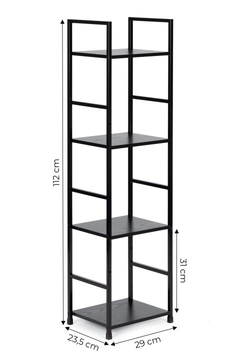 Regał drewniany nowoczesny metalowa rama LOFT 4 półki czarny ModernHome Regał drewniany nowoczesny metalowa rama LOFT 4 półki czarny ModernHome