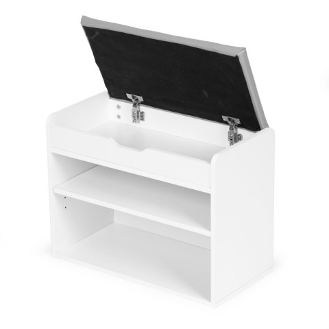 Szafka na buty z otwieranym siedziskiem 2 półki biała ModernHome Szafka na buty z otwieranym siedziskiem 2 półki biała ModernHome