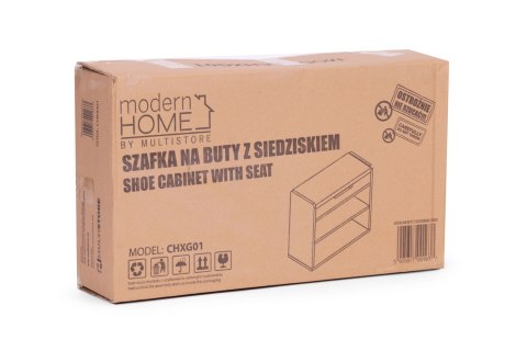 Szafka na buty z otwieranym siedziskiem 2 półki biała ModernHome Szafka na buty z otwieranym siedziskiem 2 półki biała ModernHome