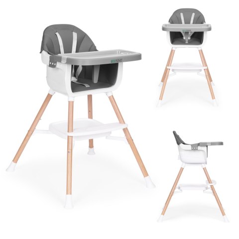 Fotelik krzesełko do karmienia dzieci 2w1 szary ECOTOYS Fotelik krzesełko do karmienia dzieci 2w1 szary ECOTOYS