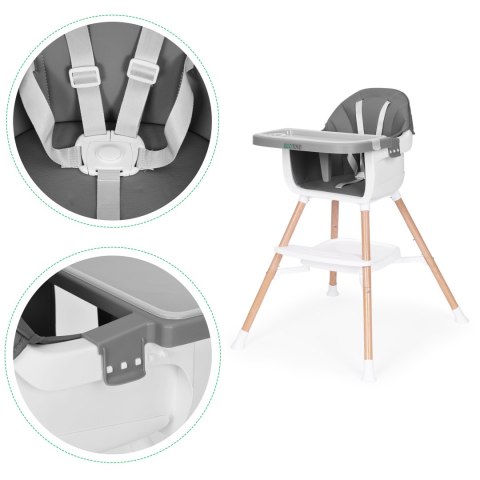 Fotelik krzesełko do karmienia dzieci 2w1 szary ECOTOYS Fotelik krzesełko do karmienia dzieci 2w1 szary ECOTOYS