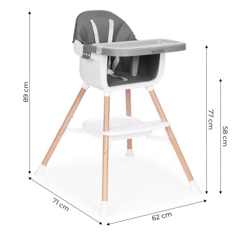 Fotelik krzesełko do karmienia dzieci 2w1 szary ECOTOYS Fotelik krzesełko do karmienia dzieci 2w1 szary ECOTOYS