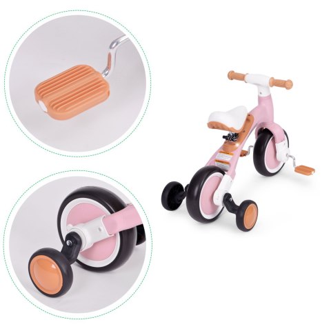 Rower rowerek biegowy z pedałami - treningowy kółka boczne 3w1 różowy ECOTOYS Rower rowerek biegowy z pedałami - treningowy kółka boczne 3w1 różowy ECOTOYS