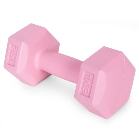 Hantle sześciokątne zestaw 2x1 kg ciężarki do ćwiczeń obciążniki fitness różowe ModernHome Hantle sześciokątne zestaw 2x1 kg ciężarki do ćwiczeń obciążniki fitness różowe ModernHome