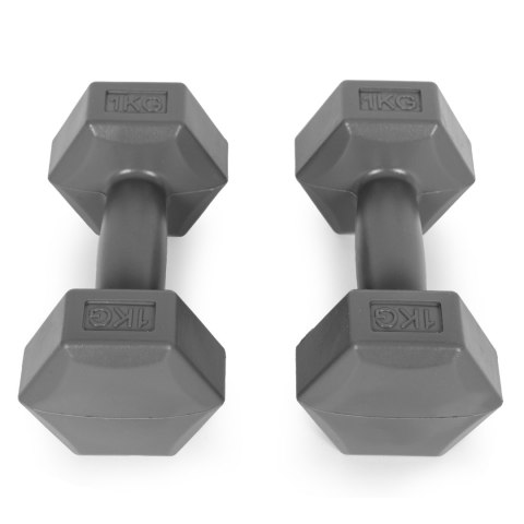 Hantle sześciokątne zestaw 2x1 kg ciężarki do ćwiczeń obciążniki fitness szare ModernHome Hantle sześciokątne zestaw 2x1 kg ciężarki do ćwiczeń obciążniki fitness szare ModernHome