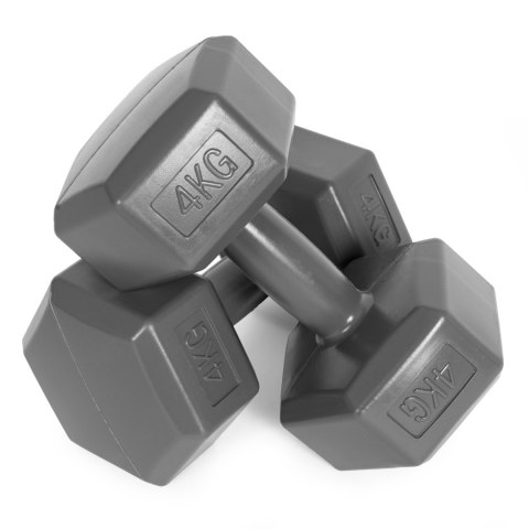 Hantle sześciokątne zestaw 2x4 kg ciężarki do ćwiczeń obciążniki fitness szare ModernHome Hantle sześciokątne zestaw 2x4 kg ciężarki do ćwiczeń obciążniki fitness szare ModernHome