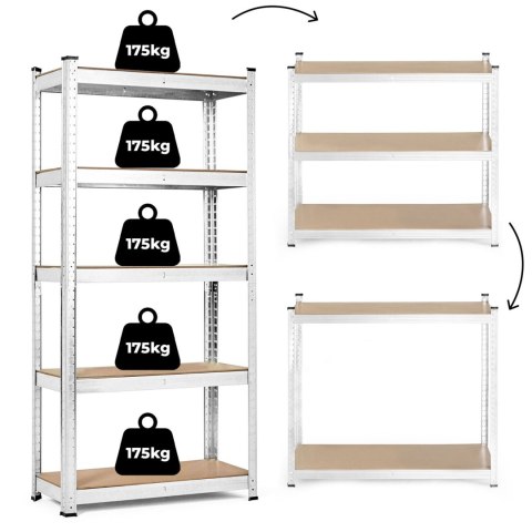 Regał magazynowy 180x90x40 cm stal galwanizowana 5 półek 875 kg ModernHome Regał magazynowy 180x90x40 cm stal galwanizowana 5 półek 875 kg ModernHome