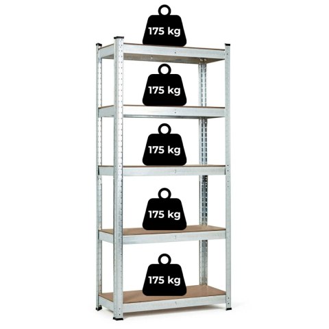 Regał magazynowy 180x90x40 cm stal galwanizowana 5 półek 875 kg ModernHome Regał magazynowy 180x90x40 cm stal galwanizowana 5 półek 875 kg ModernHome