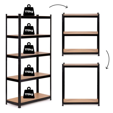 Regał metalowy magazynowy 180x90x30 cm do garażu piwnicy 5 półek 875 kg ModernHome Regał metalowy magazynowy 180x90x30 cm do garażu piwnicy 5 półek 875 kg ModernHome