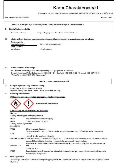 Żel do Dezynfekcji Rąk Antybakteryjny 70% 100ml Żel do Dezynfekcji Rąk Antybakteryjny 70% 100ml
