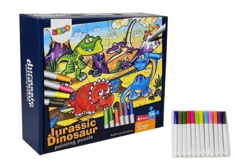 Puzzle Dla Dzieci Do Kolorowania Era Dinozaurów Pisaki 24 el Puzzle Dla Dzieci Do Kolorowania Era Dinozaurów Pisaki 24 el