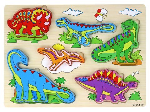 Drewniane Puzzle 3D Dla Dzieci Gra Logiczna Układanka Dinozaury 11 El. Drewniane Puzzle 3D Dla Dzieci Gra Logiczna Układanka Dinozaury 11 El.