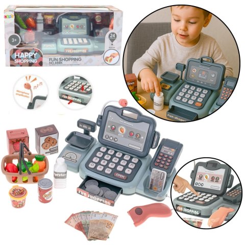 Zestaw Kasa Sklepowa Produkty Spożywcze Skaner Koszyk 24 El Zestaw Kasa Sklepowa Produkty Spożywcze Skaner Koszyk 24 El