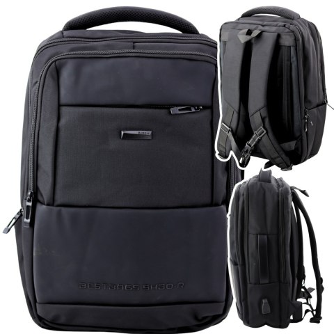 Plecak Miejski Biznesowy USB Pas Piersiowy Czarny 26L 45cm Plecak Miejski Biznesowy USB Pas Piersiowy Czarny 26L 45cm