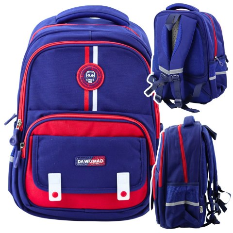 Plecak Szkolny Pas Piersiowy Granatowo Czerwony 20L 38cm Plecak Szkolny Pas Piersiowy Granatowo Czerwony 20L 38cm