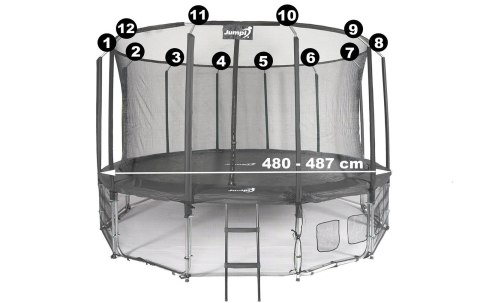 Siatka wewnętrzna do trampoliny z ringiem 16FT 487 cm na 12 słupków JUMPI Siatka wewnętrzna do trampoliny z ringiem 16FT 487 cm na 12 słupków JUMPI