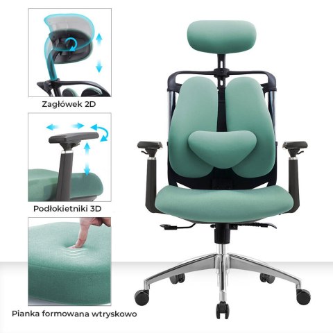 Fotel biurowy ergonomiczny ANGEL Stelio Zielony Fotel biurowy ergonomiczny ANGEL Stelio Zielony