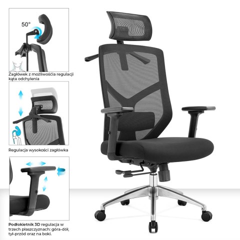 Fotel biurowy ergonomiczny Rosa czarny ANGEL Fotel biurowy ergonomiczny Rosa czarny ANGEL