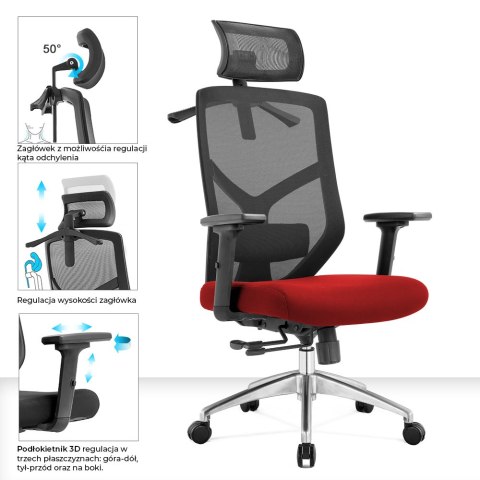 Fotel biurowy ergonomiczny Rosa czerwony ANGEL Fotel biurowy ergonomiczny Rosa czerwony ANGEL