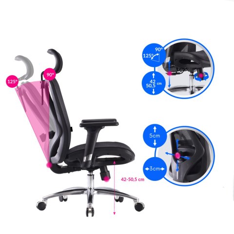 Fotel ergonomiczny ANGEL biurowy obrotowy kalistO Grafitowy Fotel ergonomiczny ANGEL biurowy obrotowy kalistO Grafitowy