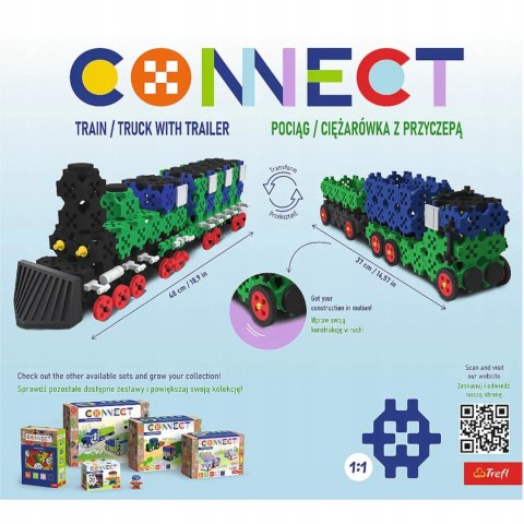 Zestaw klocków Connect 2w1: Pociąg / Ciężarówka z przyczepą Trefl 61976 Zestaw klocków Connect 2w1: Pociąg / Ciężarówka z przyczepą Trefl 61976