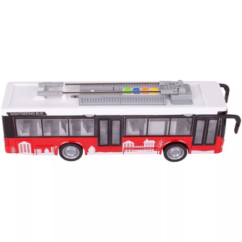 Duży czerwony trolejbus miejski otwierane drzwi dźwięki światła WY911A Duży czerwony trolejbus miejski otwierane drzwi dźwięki światła WY911A