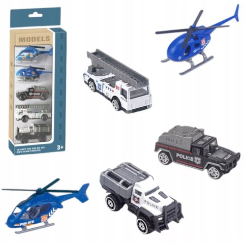 Zestaw pojazdów policyjnych resoraki autka 3 wozy i 2 helikoptery 6134P Zestaw pojazdów policyjnych resoraki autka 3 wozy i 2 helikoptery 6134P