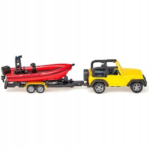 Siku Jeep samochód z łodzią na naczepie model metal S1658 Siku Jeep samochód z łodzią na naczepie model metal S1658