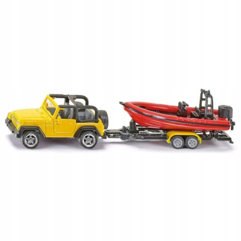 Siku Jeep samochód z łodzią na naczepie model metal S1658 Siku Jeep samochód z łodzią na naczepie model metal S1658