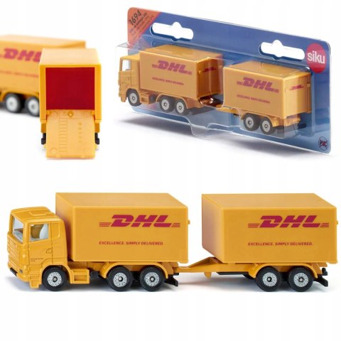 Siku ciężarówka przyczepą DHL kurier model metal skala S1694 Siku ciężarówka przyczepą DHL kurier model metal skala S1694