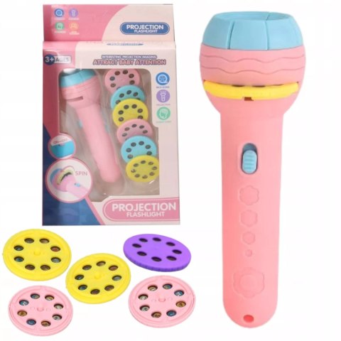 Projektor mini ręczny latarka 2w1różowy dla dzieci 7606R Projektor mini ręczny latarka 2w1różowy dla dzieci 7606R