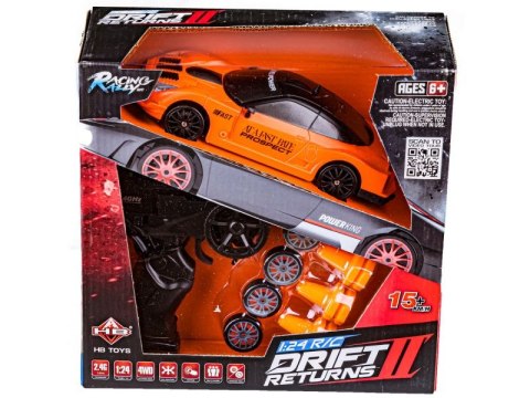 Samochód Do Driftu, Auto RC Drift 1:24 2,4 GHz 4WD POMARAŃCZOWY Samochód Do Driftu, Auto RC Drift 1:24 2,4 GHz 4WD POMARAŃCZOWY