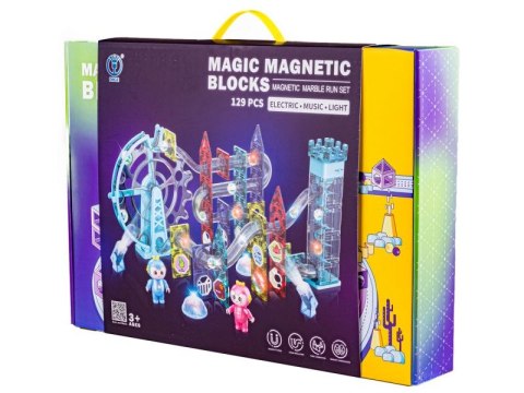 Świecące Klocki Magnetyczne, Tor Kulkowy Dla Kulek 129 Elementów Kulodrom Świecące Klocki Magnetyczne, Tor Kulkowy Dla Kulek 129 Elementów Kulodrom