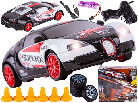 Samochód Do Driftu, Auto RC Drift 1:24 2,4 GHz 4WD CZARNO-BIAŁE BUGATTI Samochód Do Driftu, Auto RC Drift 1:24 2,4 GHz 4WD CZARNO-BIAŁE BUGATTI