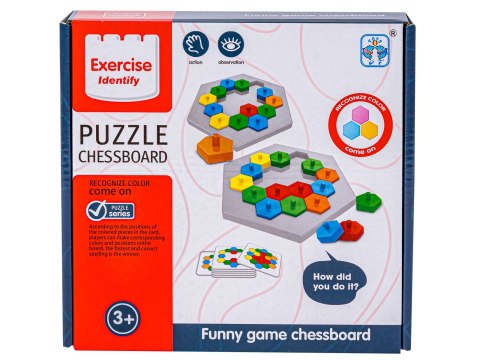 Edukacyjna Gra Logiczna Na Refleks Karty, Układanka "Puzzle Chessboard" Klocki + 30 kart Edukacyjna Gra Logiczna Na Refleks Karty, Układanka "Puzzle Chessboard" Klocki + 30 kart