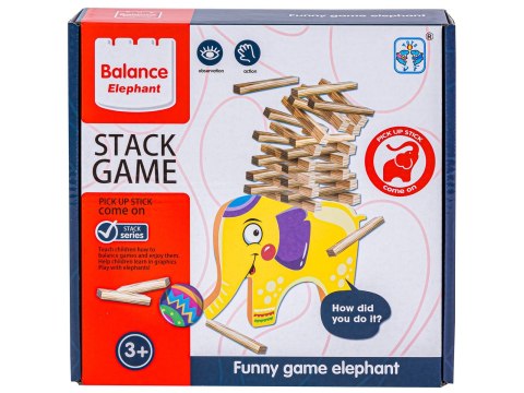 Edukacyjna gra zręcznościowa "Stack Game", Zbuduj wieżę, Układanka, Klocki + Słoń Edukacyjna gra zręcznościowa "Stack Game", Zbuduj wieżę, Układanka, Klocki + Słoń