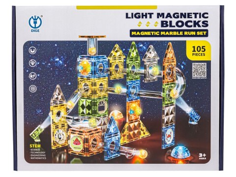 Klocki Magnetyczne Konstrukcyjne TOR KULKOWY Świecące Elementy 142 El. Kulodrom Klocki Magnetyczne Konstrukcyjne TOR KULKOWY Świecące Elementy 142 El. Kulodrom