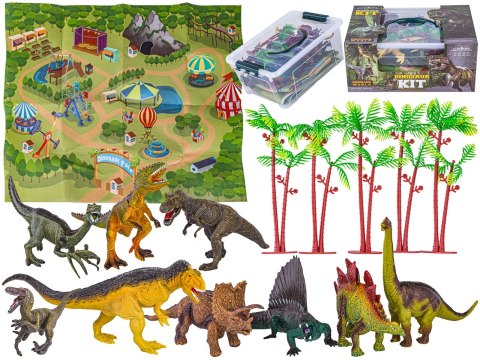 Zestaw Figurek Dinozaurów w kuferku + mata, Dinozaury 9 sztuk Zestaw Figurek Dinozaurów w kuferku + mata, Dinozaury 9 sztuk