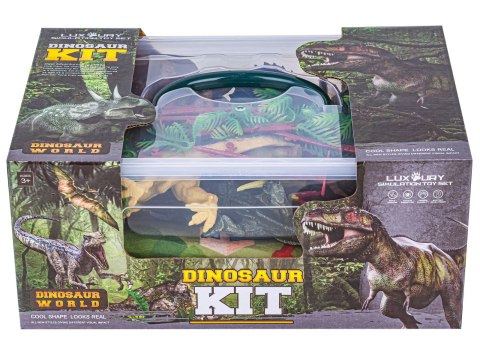 Zestaw Figurek Dinozaurów w kuferku + mata, Dinozaury 9 sztuk Zestaw Figurek Dinozaurów w kuferku + mata, Dinozaury 9 sztuk