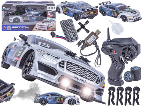 DUŻY Samochód Do Driftu Auto RC Drift 1:16 2,4 GHz PARA DYM Grafitowy Mustang 4WD LED DUŻY Samochód Do Driftu Auto RC Drift 1:16 2,4 GHz PARA DYM Grafitowy Mustang 4WD LED