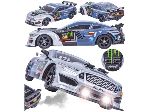 DUŻY Samochód Do Driftu Auto RC Drift 1:16 2,4 GHz PARA DYM Grafitowy Mustang 4WD LED DUŻY Samochód Do Driftu Auto RC Drift 1:16 2,4 GHz PARA DYM Grafitowy Mustang 4WD LED