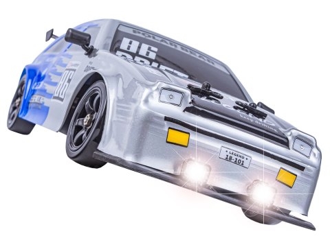 DUŻY Samochód Do Driftu Auto RC Drift 1:16 2,4 GHz PARA DYM Srebrna Toyota 4WD LED DUŻY Samochód Do Driftu Auto RC Drift 1:16 2,4 GHz PARA DYM Srebrna Toyota 4WD LED
