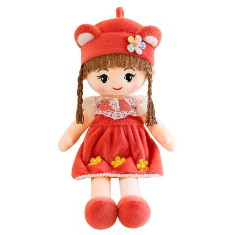 Lalka Szmacianka Miękka Pluszowa Czerwona Sukienka Czapka Z Uszami 45cm Lalka Szmacianka Miękka Pluszowa Czerwona Sukienka Czapka Z Uszami 45cm